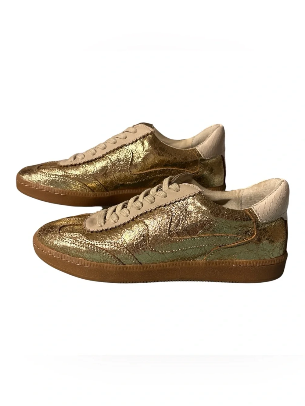 Dolce Vita Notice Women’s Gold Distressed Sneakers.